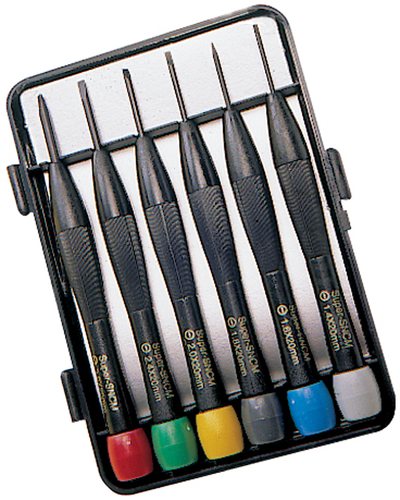 Jeu de 6 tournevis 1.4 x 20 mm 1.6 x 20 mm 1.8 x 20 mm 2.0 x 20 mm 2.4 x 20 mm 3.0 x 20 mm article_