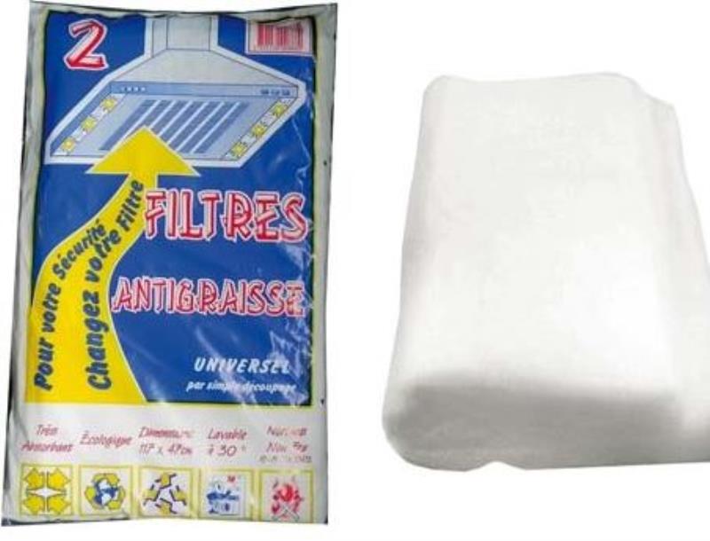 Filtre à graisse de hotte blanc 100g/m2  Dim.114x47 cm
