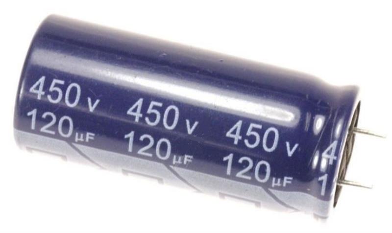 condensateur radial 120 microfarad 450 volts 40x18mm trame 7.5mm