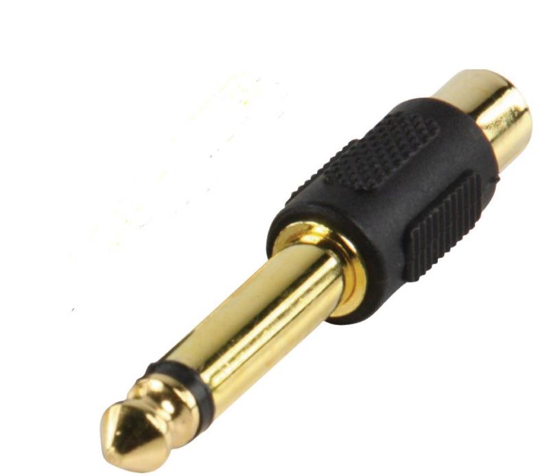 Adaptateur jack 6.35 mm mono mâle vers RCA femelle (plaqué or)