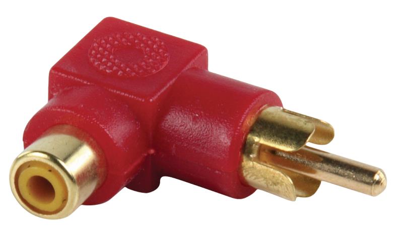 adaptateur coudé RCA male et RCA femelle rouge doré
