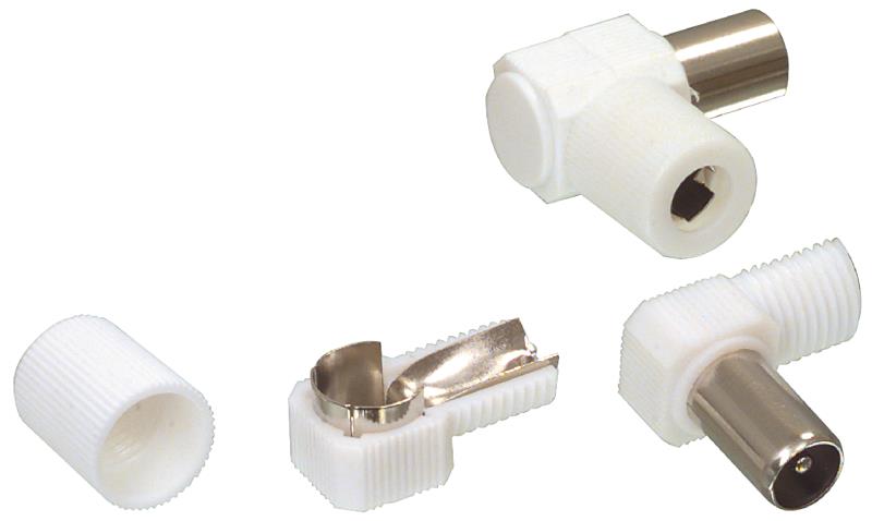 Fiche coaxiale ronde coudée IEC 9,5mm