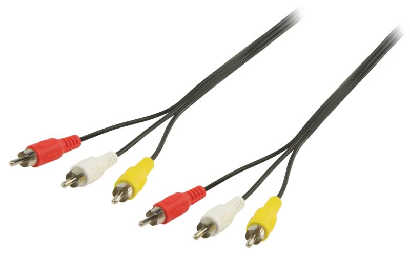 Valueline câble AV 3x RCA mâles vers 3x RCA mâles 3,00 m noir