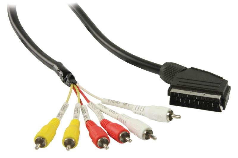 Câble RCA PÉRITEL avec adaptateur PÉRITEL mâle 6 RCA mâles 2.00 m noir - photo 1