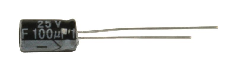 100uF-25V 6x11  Condensateur électrochimique  105 degré radial -  conforme à la norme RoHS