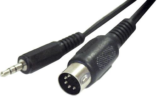 Cable avec fiche DIN 5 Poles male ET fiche Jack 3,5mm stéréo male 1,5m