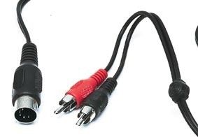 Cable avec fiche DIN 5broches mâle ET fiche RCA x2 mâles- 1m20 -