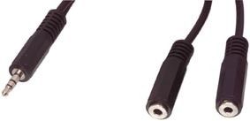 Fiche 3.5mm stéreo mâle vers 2 x 3.5mm stéreo femelle, 0.20m