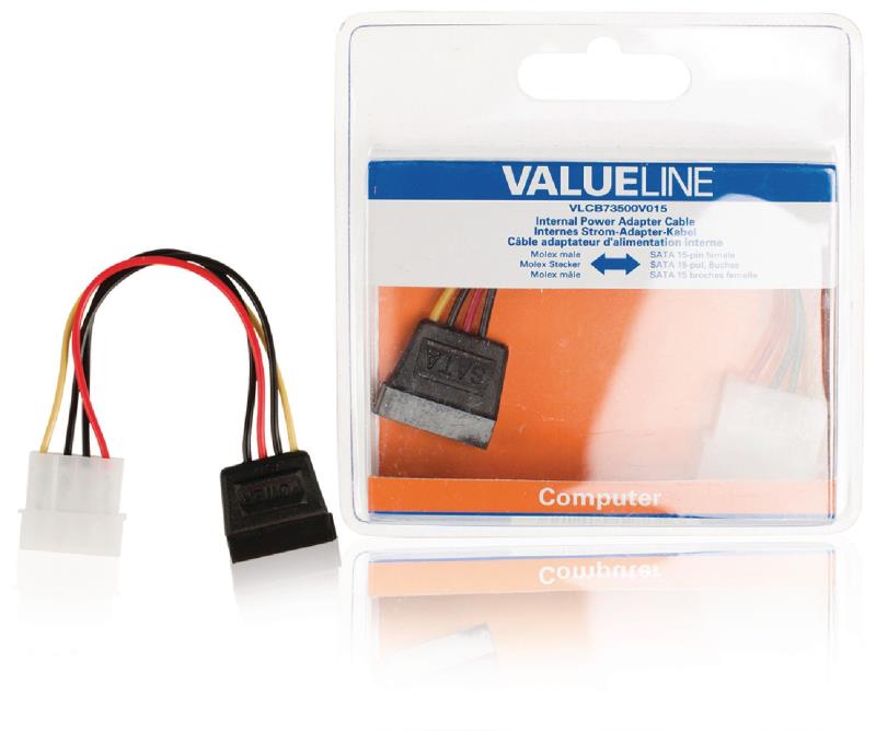 Câble Molex mâle vers SATA 15 broches femelle 0,15 m
