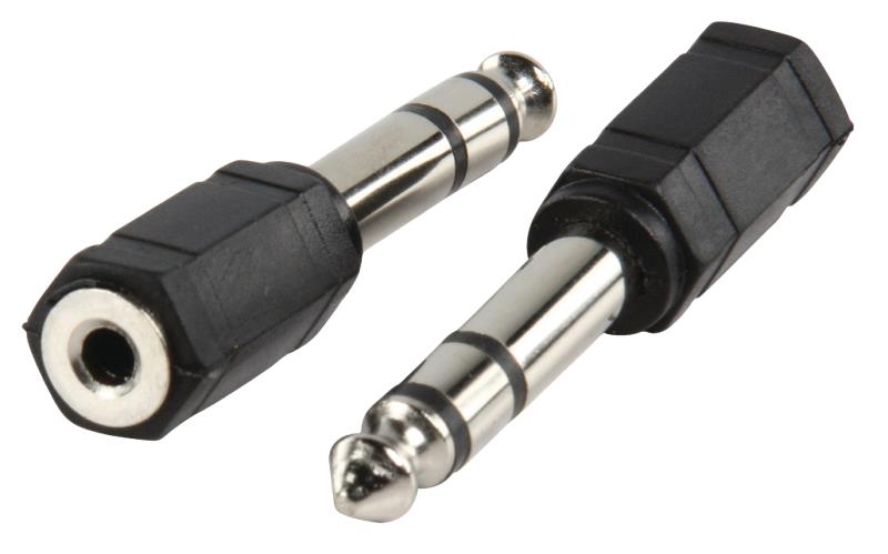 Adaptateur avec fiche Jack 6,35mm stéréo mâle ET fiche Jack 3,5mm stéréo femelle