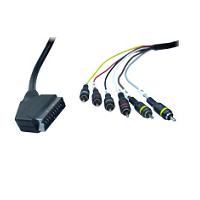Cable avec fiche Péritel mâle ET fiche RCA x6 mâle Magnétoscope- 1m20 -