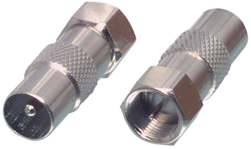 Adaptateur fiche F mâle et fiche coaxiale mâle
