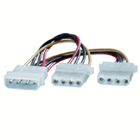 Cable interne PC avec fiche Molex 5,25 pouces male ET fiche Molex 5,25 pouces femelles x2