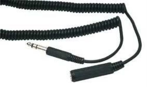 Cable avec fiche Jack 6,35mm stéréo mâle ET fiche Jack 6,35mm stéréo femelle - câble spiralé- 5m