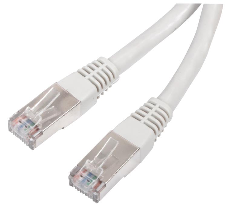 Cable avec fiche RJ45 mâle ET fiche RJ45 mâle, FTP (blindé), cat. 6e, DROIT, Gris câble réseau- 5m00