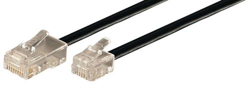Cable avec fiche RJ11/6P4C mâle ET fiche RJ45/ 8P4C mâle, noir- 6m00 -
