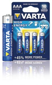 LR03 pile alcaline pack de 4 pièces HIGH ENERGY VARTA