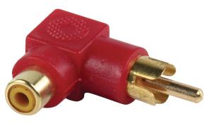 adaptateur coudé RCA male et RCA femelle rouge doré