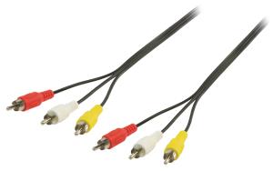 Valueline câble AV 3x RCA mâles vers 3x RCA mâles 3,00 m noir