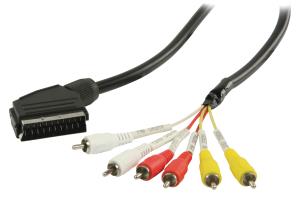 Câble RCA PÉRITEL avec adaptateur PÉRITEL mâle 6 RCA mâles 2.00 m noir