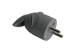 fiche male secteur coudée 16A 2P + T gris