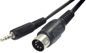 Cable avec fiche DIN 5 Poles male ET fiche Jack 3,5mm stéréo male 1,5m