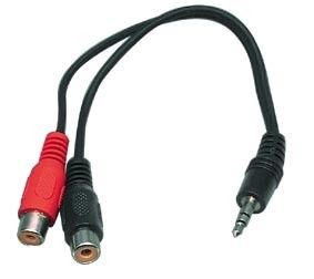 Cable avec fiche Jack 3,5mm stéréo mâle ET fiche RCA x2 femelles- 0m20 -