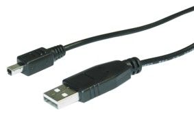 Cable avec fiche USB A male ET fiche mini USB B 4pins male Noir - 3m
