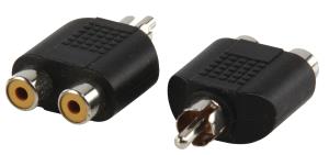 Adaptateur avec fiche RCA mâle ET fiche RCA x2 femelle