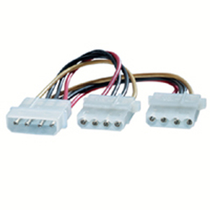 Cable interne PC avec fiche Molex 5,25 pouces male ET fiche Molex 5,25 pouces femelles x2