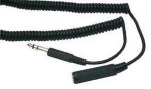 Cable avec fiche Jack 6,35mm stéréo mâle ET fiche Jack 6,35mm stéréo femelle - câble spiralé- 5m